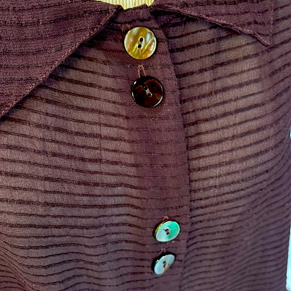 Niche Nilgun Derman Collar Kimono Button Down Blouse, Eggplant, Medium, NWOT - Picture 3 of 11